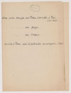 Copies de correspondance et dossier de presse sur la démission de Lyautey. Après l'arrivée de Pétain comme inspecteur général des armées et un bref séjour à Paris, Lyautey demande à être relevé des ses fonctions le 29 septembre 1925. Il propose avec insistance au ministère des Affaires étrangères la réunion des pouvoirs militaires et civils et annonce son départ du Maroc pour le 10 octobre au souverain marocain, aux commandements des régions de Taza, Fez et Meknès, au général Naulin, à Pétain, à son remplaçant Théodore Steeg. Notes, dont une autographe sur l'automobile affectée au service du Résident général lors de ses voyages à Paris, sur le fonds de réserve marocain et les dépenses de la ville de Rabat, sur les réquisitions et les achats de mulets et de chameaux... Une lettre de Pierre Lyautey, à son oncle, du 6 octobre 1925 est jointe à ce lot.