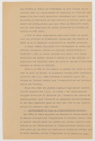 [Bureau des affaires indigènes de Gabès], Organisation administrative actuelle des territoires du Sud tunisien, 17 f.