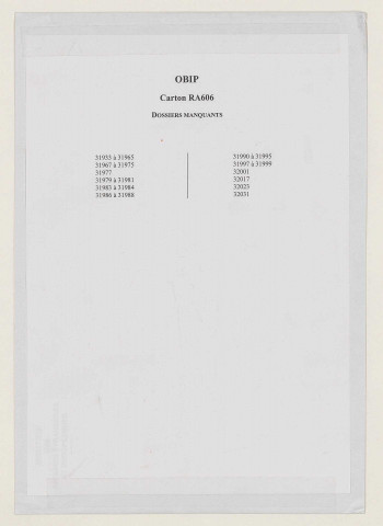 209SUP/606 - OBIP 31966 à 32035