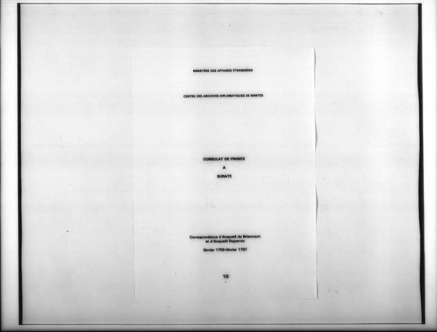 Correspondance d'Anquetil de Briancourt et d'Anquetil Duperron.