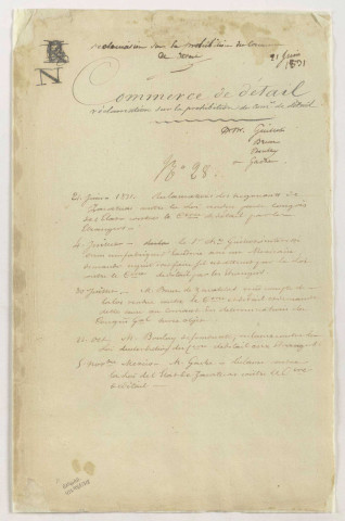 Prohibition du commerce de détail.