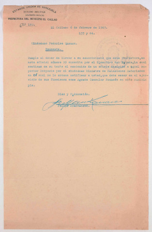 Correspondance avec l'agence consulaire de France au Callao (1926-1943).