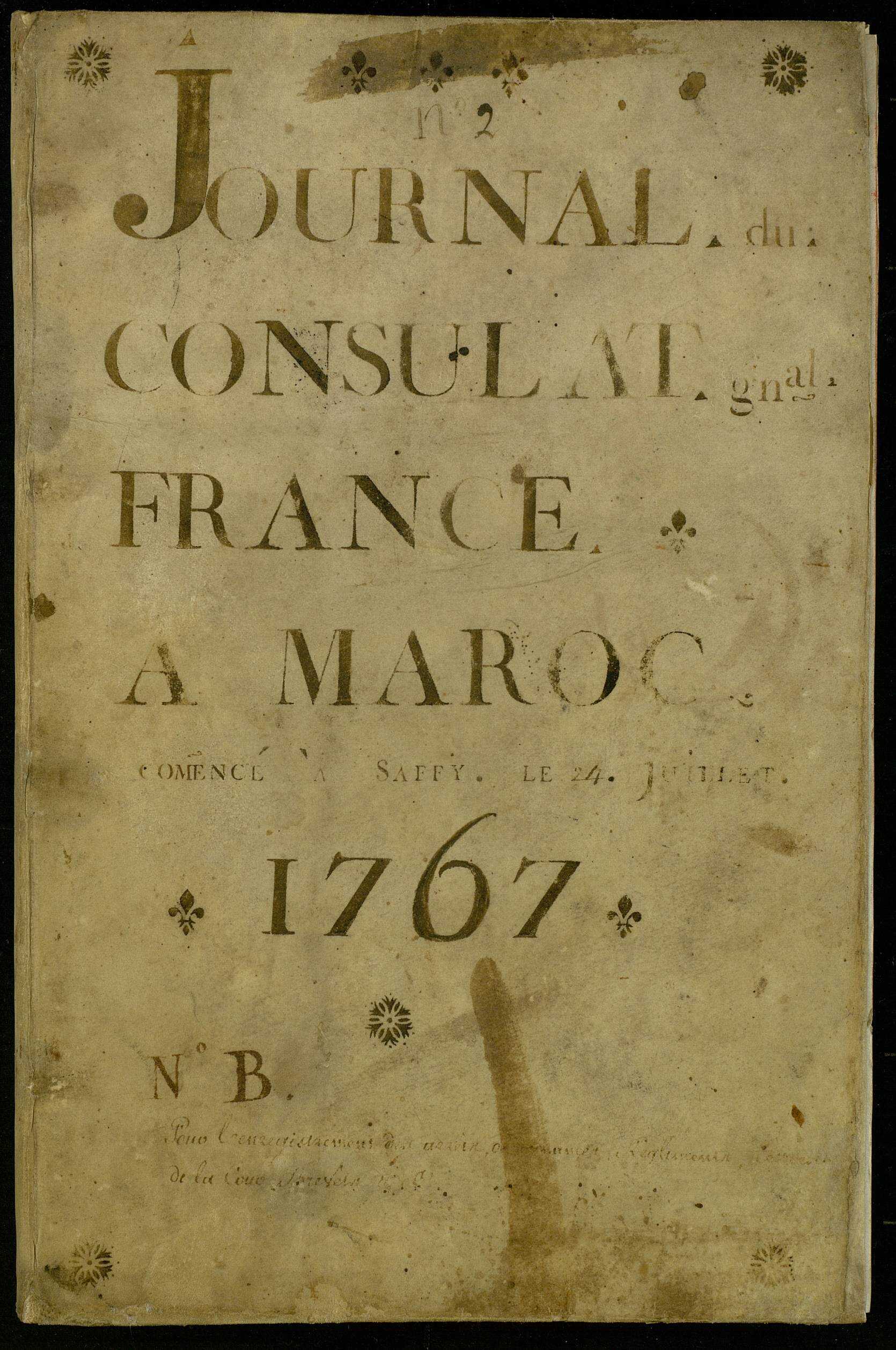 Enregistrement des actes du consulat  général de France au Maroc (1767-1785).
Enregistrement des actes de chancellerie du consulat  général de France au Maroc (1767-1776).