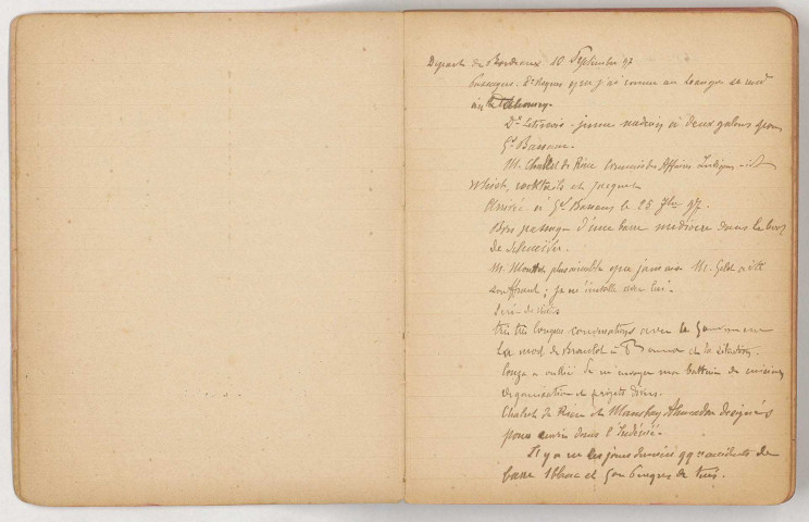 Journal, du départ de Bordeaux le 10 septembre 1897 au retour à Marseille le 11 janvier 1899. Suivi d'une note sur la Côte d'Ivoire « exécuté[e] pour le gouverneur ».