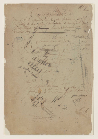 Minutier de la correspondance officielle adressée au poste (novembre 1810-avril 1812).