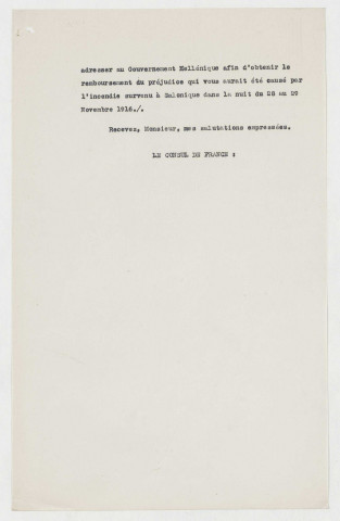 Liquidation de l'armée d'Orient : intérêts divers lésés par les armées d'Orient (1919-1932).
Traités de paix et après-guerre en Europe (1919-1924).
Vente aux enchères publiques du matériel cédé à la Mission laïque française par la base navale française de Salonique en 1919 (1923-1924).
