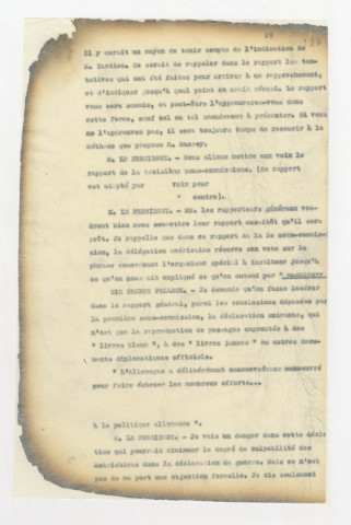 Notes des secrétaires français