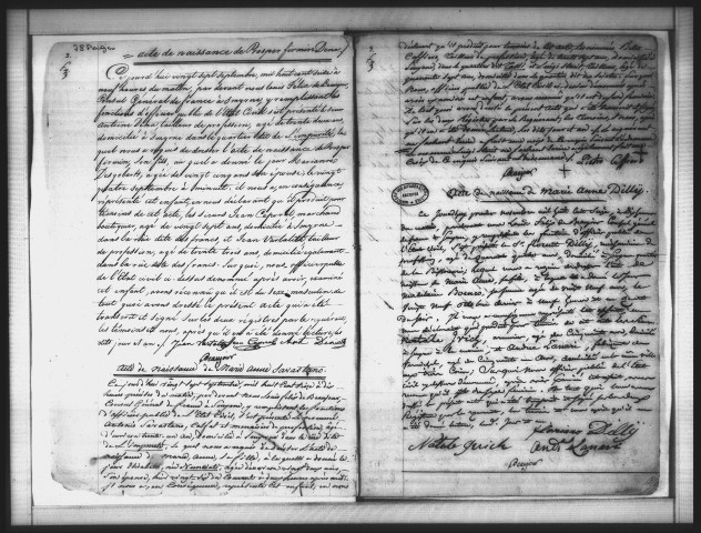 Actes de l'état civil (septembre 1816-1819).