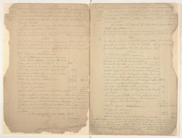 Correspondance adressée au ministère des Affaires étrangères, division des fonds et de la comptabilité (juillet 1811-juillet 1816).
