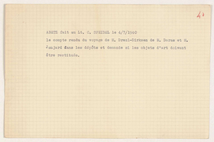 209SUP/817 - Documentation personnelle Rose Valland