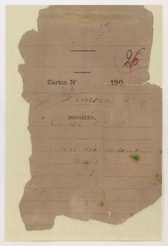 Correspondance reçue des autorités locales.