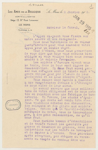 Renseignements et prospectus adressés par des sociétés françaises et belges (janvier 1915-mai 1918), prospectus de l'armée du Salut (1917).