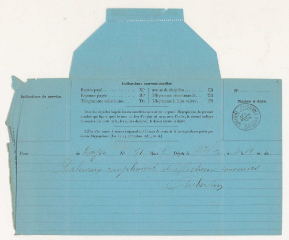 Lettres adressées à Henri Gouraud (classement alphabétique des scripteurs).