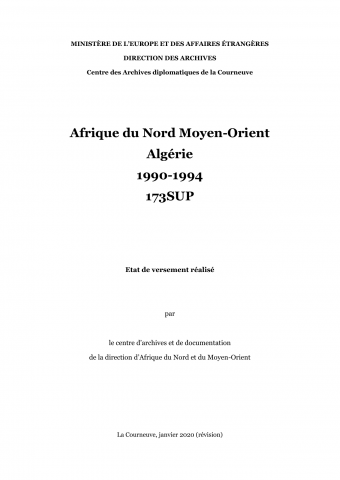 FR MAE 173SUP, Afrique du Nord Moyen-Orient, Algérie, 1990-1994