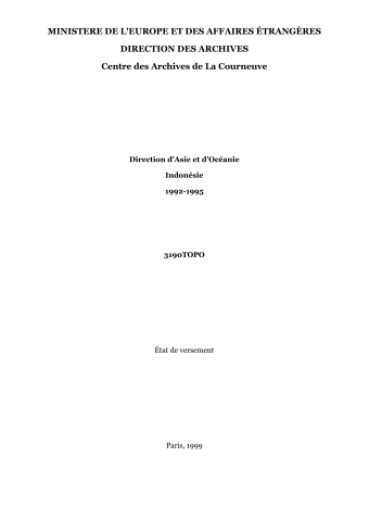 FR MAE 3190TOPO, Asie_Océanie, Indonésie, 1992-1995