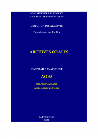 FR MAE 68AO, entretiens avec François PLAISANT