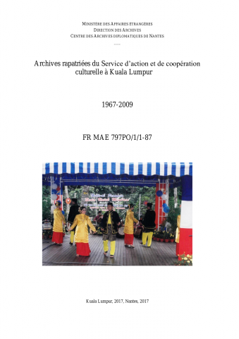 FR MAE 797PO/1/87, Kuala Lumpur SCAC, 1969-2009