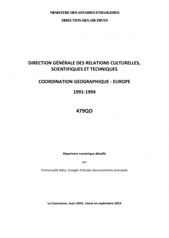FR MAE 479QO, Coordination geographique, Europe, 1991-1994