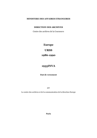 FR MAE 1935INVA, Europe, URSS, 1986-1990