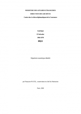FR MAE 89QO, El Salvador, 1964-1970