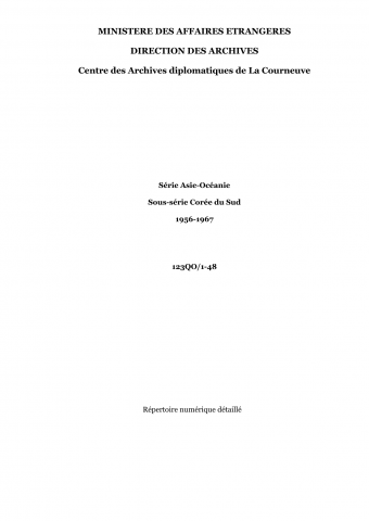 FRMAE 123QO, Asie-Océanie, Corée du Sud, 1956-1967