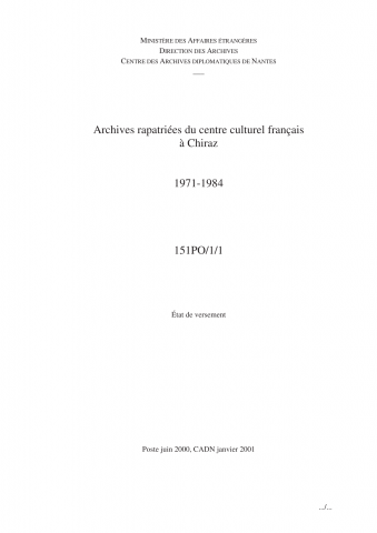 FR MAE 151PO/1, Chiraz, CCF, 1971-1984