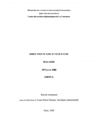 FR MAE 210INVA, Malaisie, 1973-1980