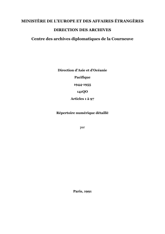 FRMAE 141QO, Asie, Océanie, Pacifique, 1944-1955