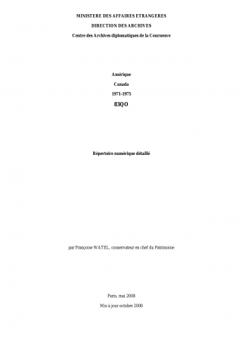 FR MAE 83QO, Canada, 1971-1975