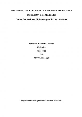 FRMAE 124QO, Asie-Océanie, Généralités, 1944-1955