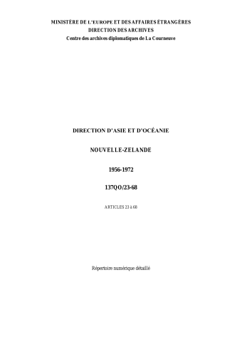 FR MAE 137QO, Nouvelle-Zélande, 1956-1972