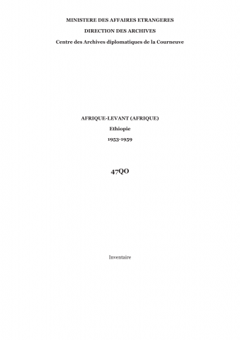 FR MAE 47QO, Afrique-Levant (Afrique), Ethiopie, 1953-1959