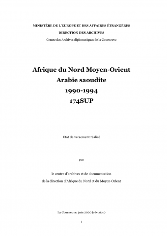 FR MAE 174SUP, Afrique du Nord Moyen-Orient, Arabie saoudite, 1990-1994