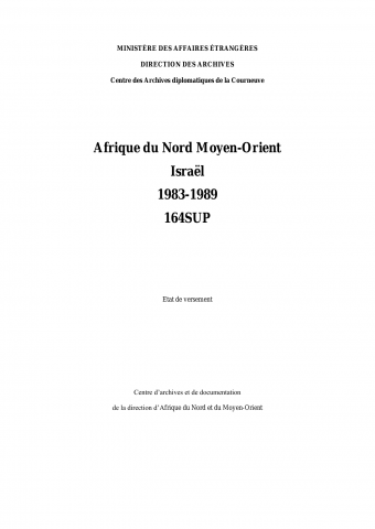 FR MAE 164SUP, Afrique du Nord-Moyen-Orient, Israël, 1983-1989