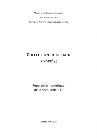 FR MAE 8FI, Collection de sceaux, XIXe-XXe s.