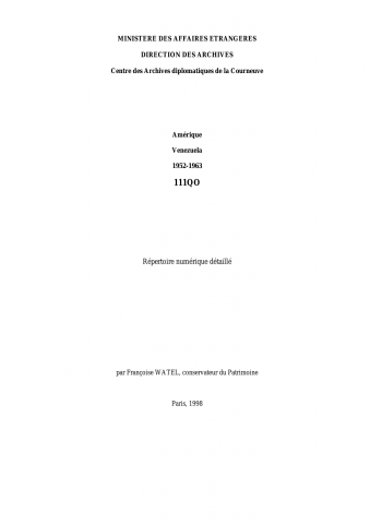FR MAE 111QO, Vénézuela, 1952-1963, anonymisé