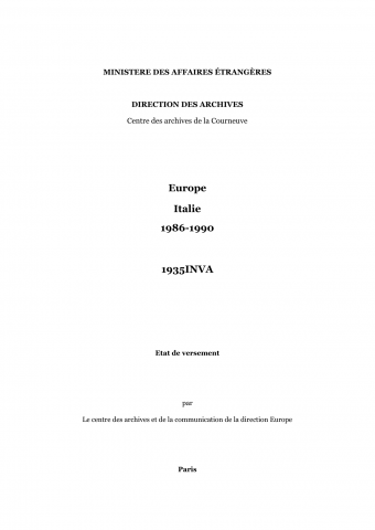 FR MAE 1935INVA, Europe, Italie, 1986-1990