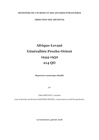 FR MAE 214QO, Afrique-Levant (Levant), généralités, 1944-1952
