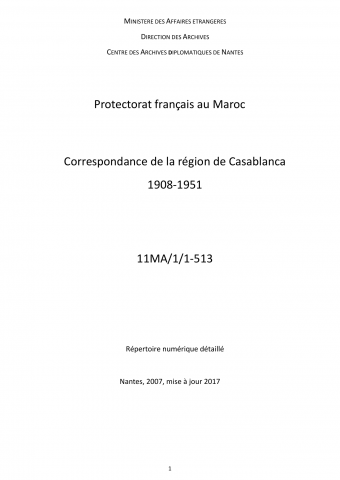 FR MAE 11MA/1, correspondance, 1908-1951