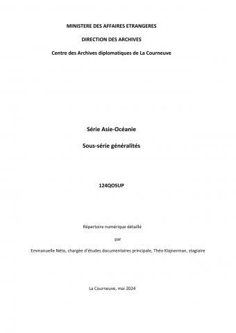 FR MAE 124QOSUP, Asie-Océanie, généralités (1945-1978), supplément