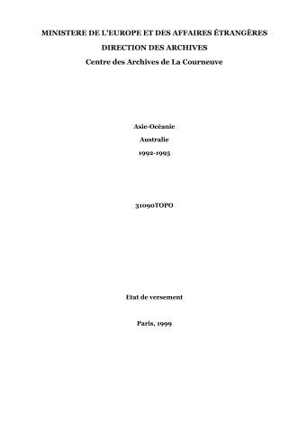 FR MAE 3190TOPO, Asie-Océanie, Australie, 1992-1995
