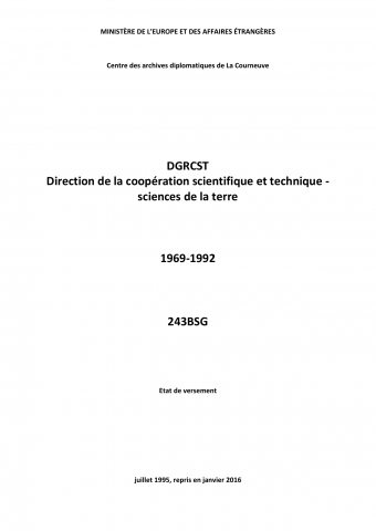 FR MAE 243BSG, sciences de la terre, 1969-1992