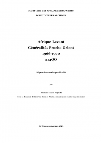 FR MAE 214QO, Afrique-Levant (Levant), Généralités, 1966-1970
