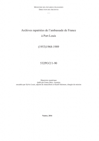 FR MAE 532PO/2, Port-Louis, ambassade, 1968-1989