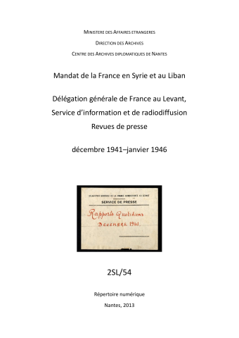 FR MAE 2SL/54/1-59, Revues de presse, 1941-1946