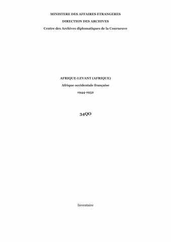 FR MAE 34QO, Afrique-Levant (Afrique), Afrique occidentale française (AOF), 1944-1952