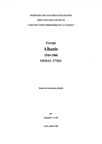 FR MAE 177QO, Europe, Albanie, 1956-1960