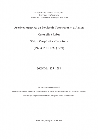 FR MAE 560PO/1/1125-1280, Rabat, SCAC, 1980-1997