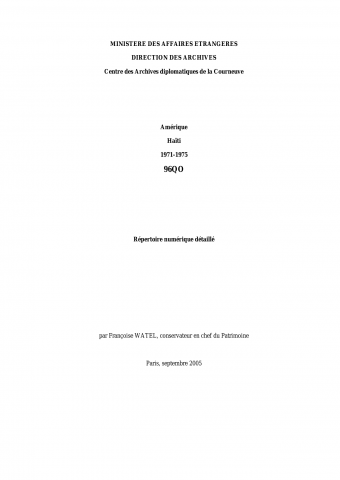 FR MAE 96QO, Haiti, 1971-1975