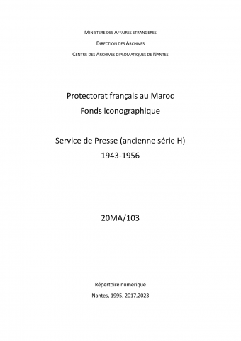 FR MAE 20MA/103, service de presse, 1943-1956